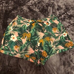 Cynthia Rowley Pink Tiger Print Satin Pajama Shorts